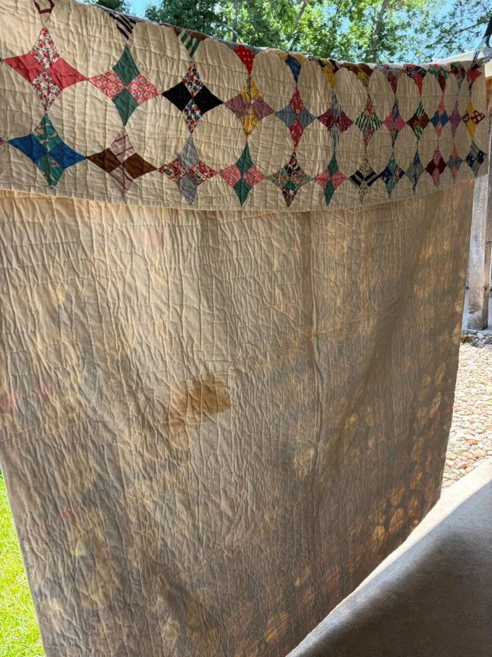 Vintage Feedsack Kite Patchwork Quilt | Hand Pieced & Hand Quilted | 65